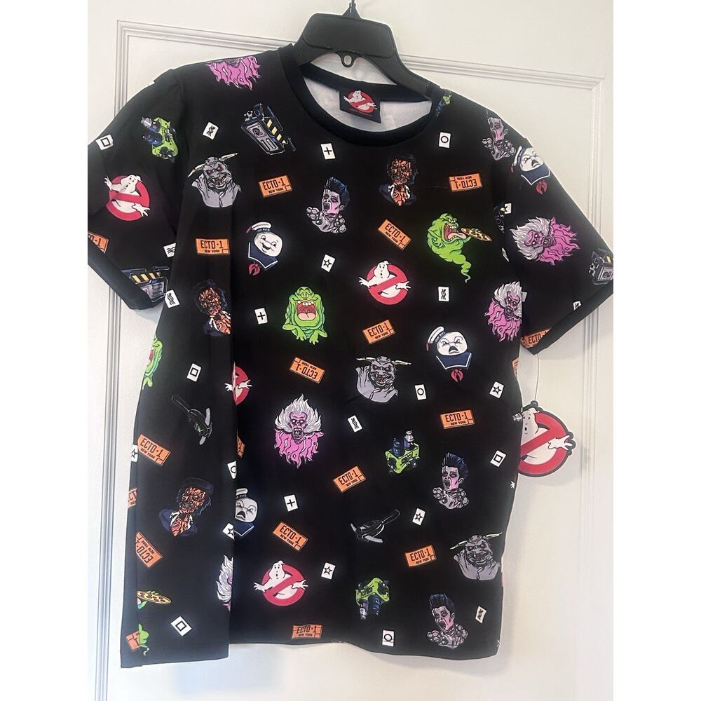 GHOSTBUSTERS Vixen by Micheline Pitt Ringer Tee 80's Print Unisex Medium NWT